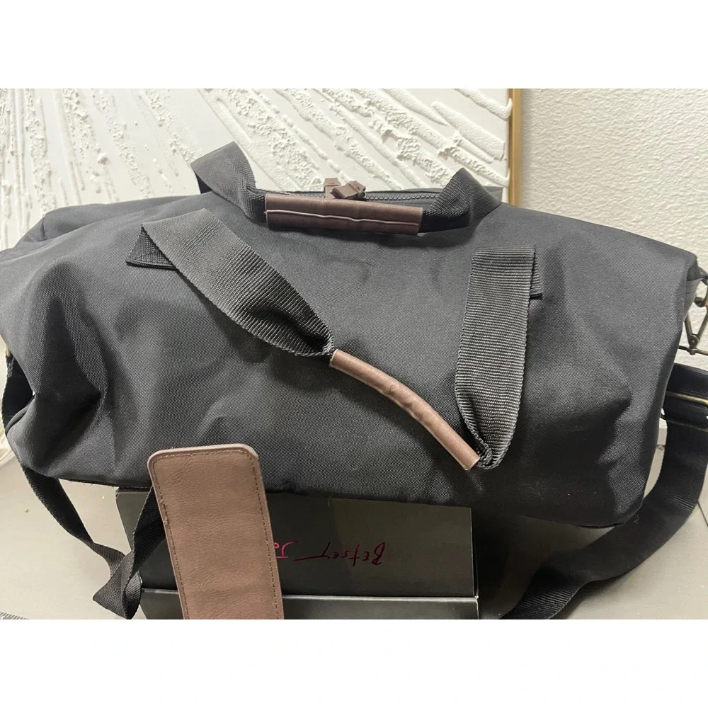 Goodfellow & Co Black Canvas Duffel Bag Weekend Travel Gym Bag Brass Hardware